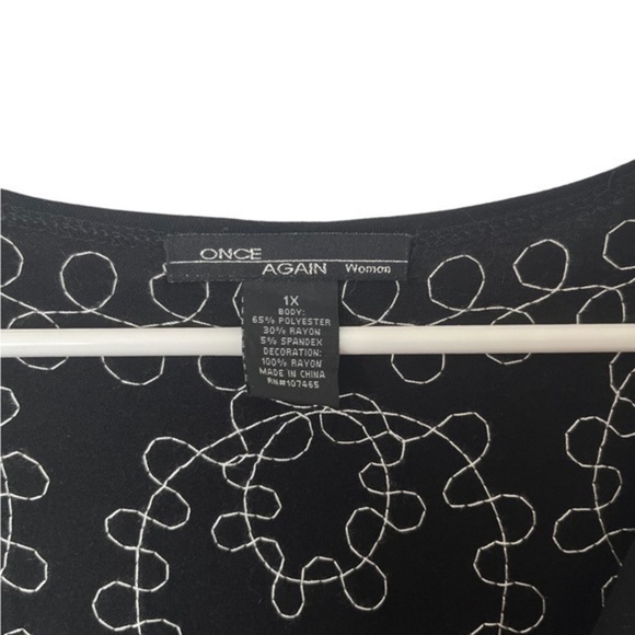 Once Again Plus Size 1X Black White Duster Jacket Topper ,Knee Length Artsy - Picture 10 of 10